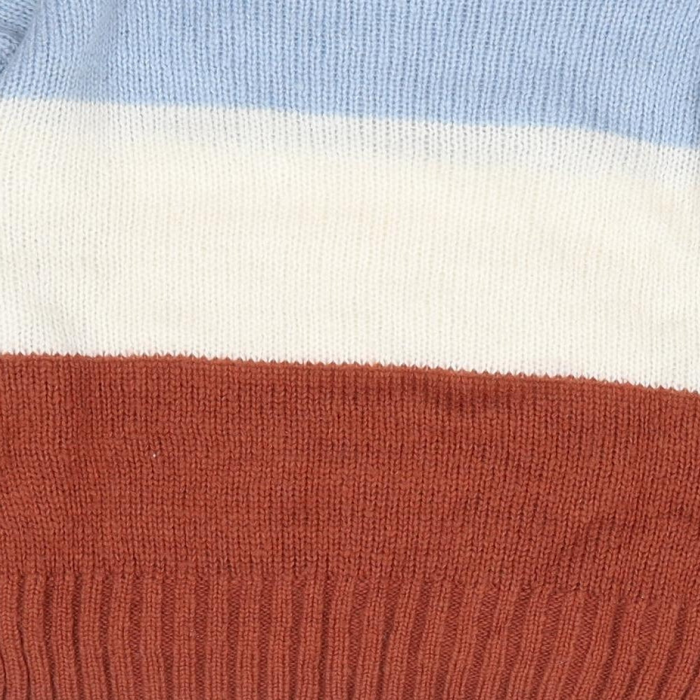 New Look  Girls Multicoloured Crew Neck Colourblock Acrylic Pullover Jumper Size 10-11 Years  Pullover
