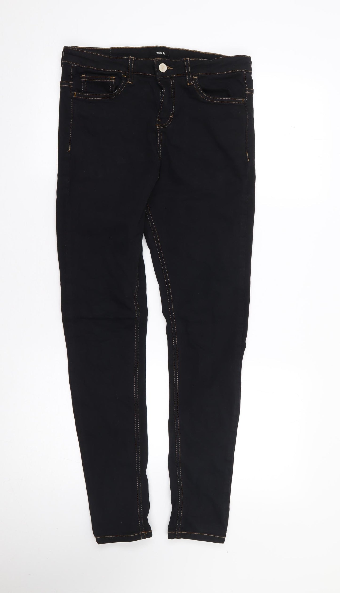 Hera Mens Black  Cotton Skinny Jeans Size 28 L29 in Regular Zip