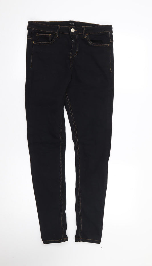 Hera Mens Black  Cotton Skinny Jeans Size 28 L29 in Regular Zip