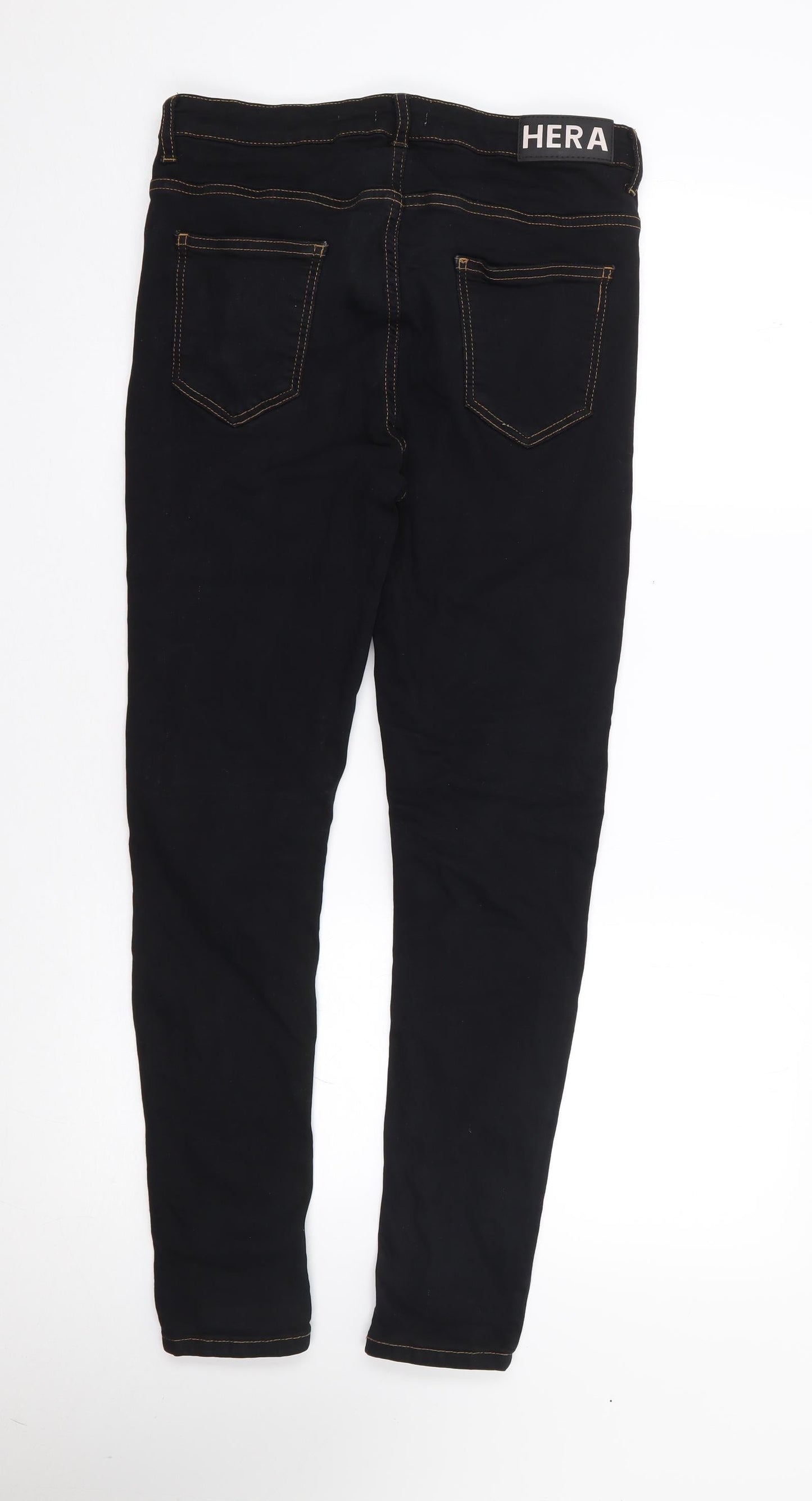 Hera Mens Black  Cotton Skinny Jeans Size 28 L29 in Regular Zip