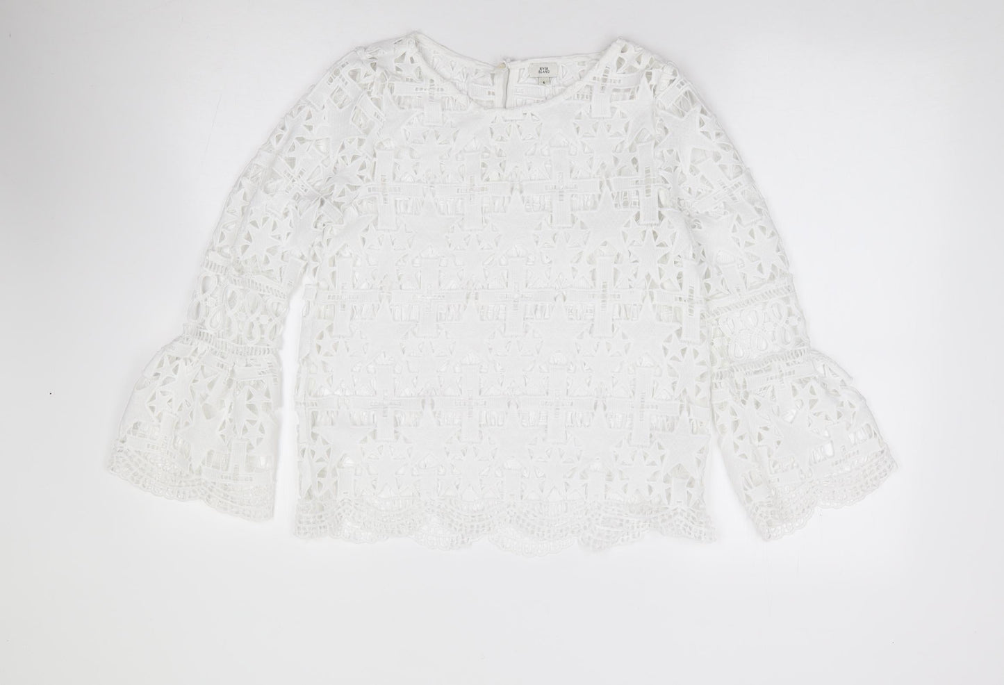 Womens UK Size 6 River Island Ivory Jersey T-Shirt