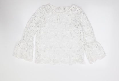 Womens UK Size 6 River Island Ivory Jersey T-Shirt