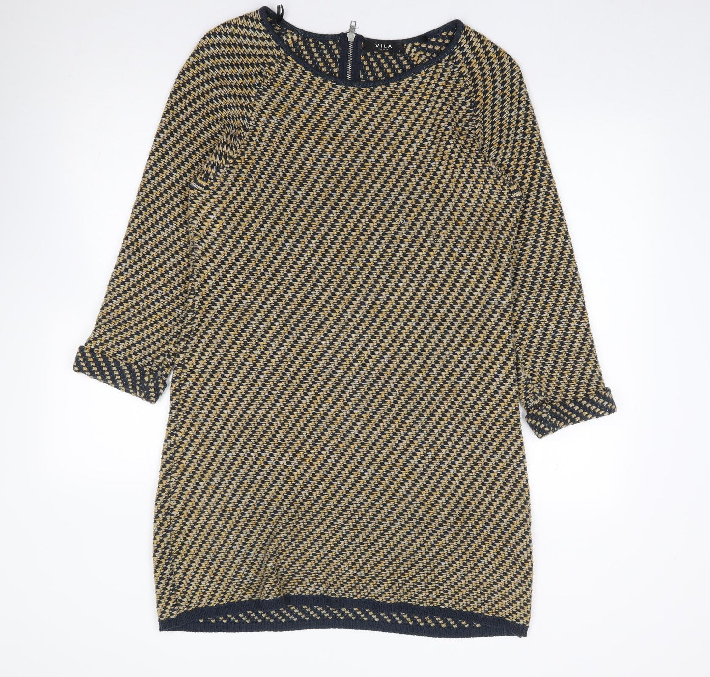 Vila Clothes Womens Multicoloured  Acrylic Jumper Dress  Size L  Round Neck Pullover