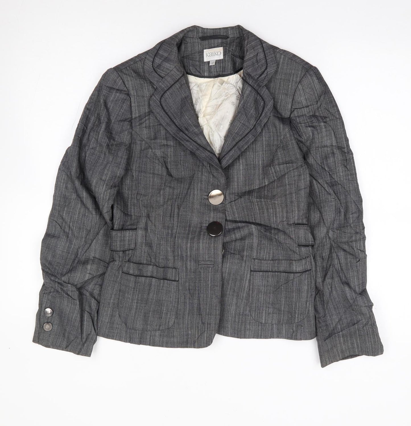 Kaliko Womens Grey  Polyester Jacket Suit Jacket Size 8
