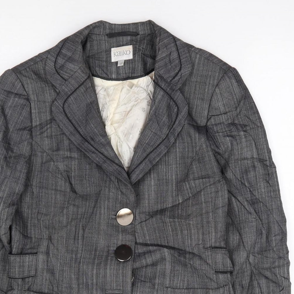 Kaliko Womens Grey  Polyester Jacket Suit Jacket Size 8