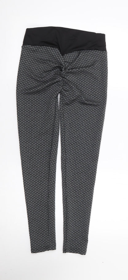 Viki Body Womens Grey Geometric Polyester Jogger Leggings Size L L27 in