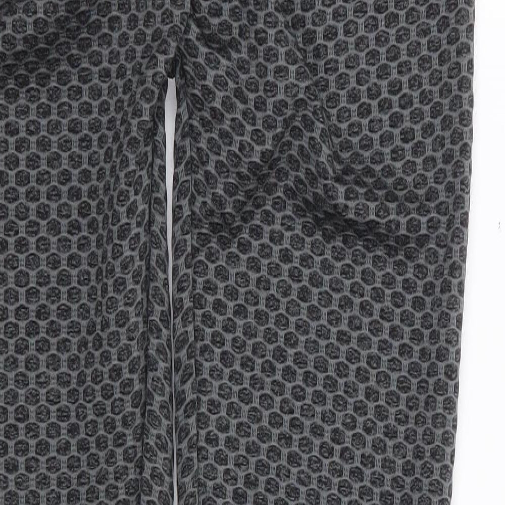 Viki Body Womens Grey Geometric Polyester Jogger Leggings Size L L27 in