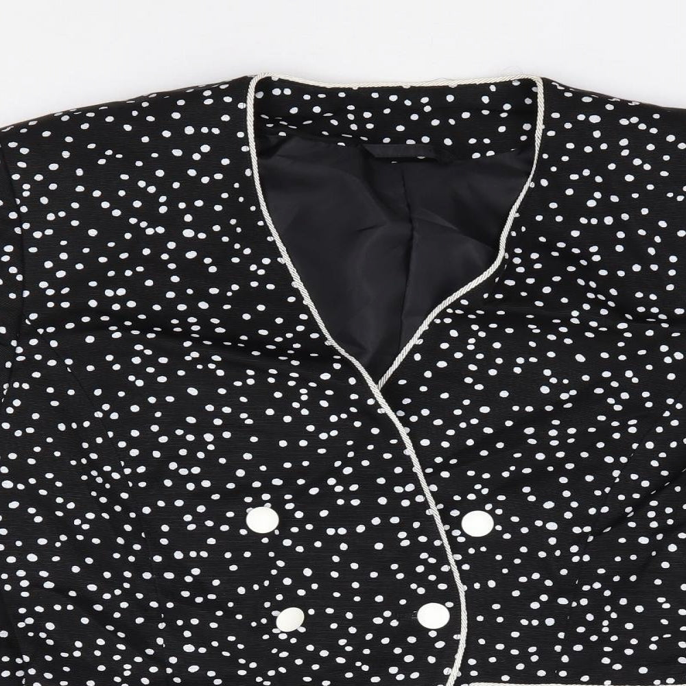 Country Casuals Womens Black Polka Dot Cotton Jacket Suit Jacket Size 10
