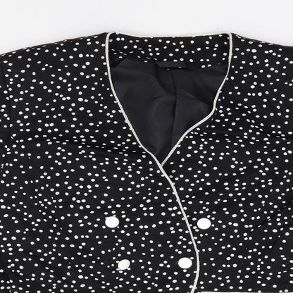 Country Casuals Womens Black Polka Dot Cotton Jacket Suit Jacket Size 10