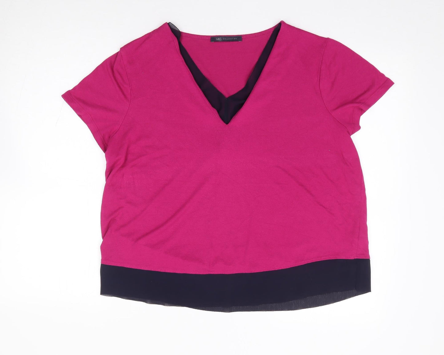 Womens UK Size 14 Marks and Spencer Pink Jersey T-Shirt