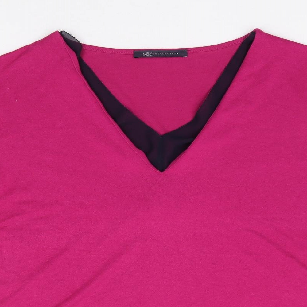 Womens UK Size 14 Marks and Spencer Pink Jersey T-Shirt