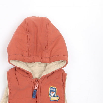Dunnes Boys Orange   Gilet Coat Size 3-6 Months   Zip
