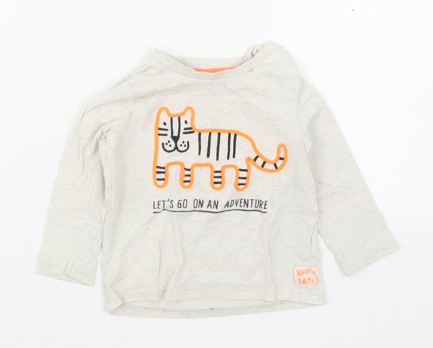 F&F Boys Beige  100% Cotton Basic T-Shirt Size 9-12 Months Round Neck Pullover