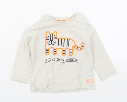 F&F Boys Beige  100% Cotton Basic T-Shirt Size 9-12 Months Round Neck Pullover