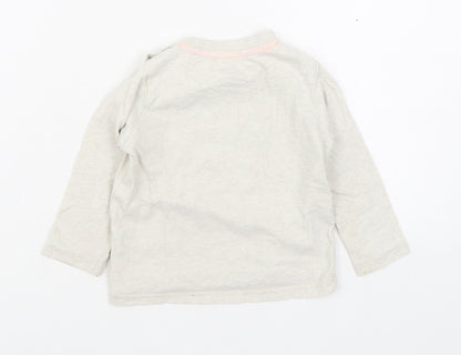 F&F Boys Beige  100% Cotton Basic T-Shirt Size 9-12 Months Round Neck Pullover