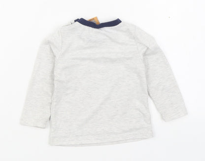 Cheeky Chimp Boys Grey  Cotton Basic T-Shirt Size 12-18 Months Round Neck Pullover