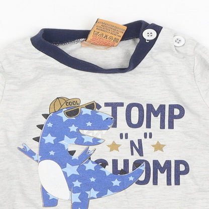 Cheeky Chimp Boys Grey  Cotton Basic T-Shirt Size 12-18 Months Round Neck Pullover