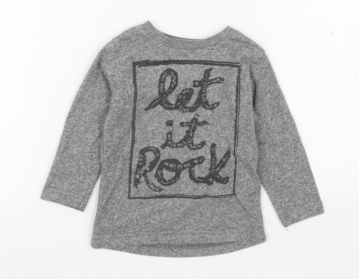 Dunnes Boys Grey  Cotton Basic T-Shirt Size 12-18 Months Round Neck Pullover