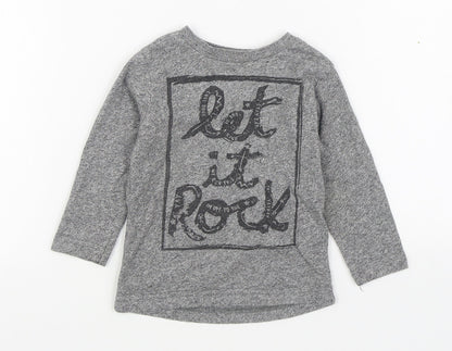 Dunnes Boys Grey  Cotton Basic T-Shirt Size 12-18 Months Round Neck Pullover