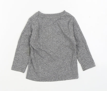 Dunnes Boys Grey  Cotton Basic T-Shirt Size 12-18 Months Round Neck Pullover