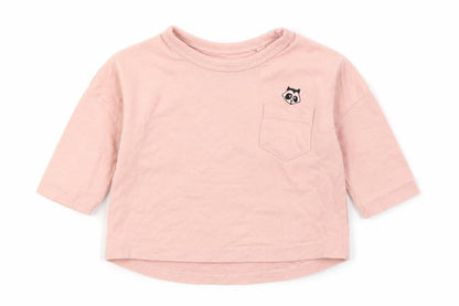 NEXT Girls Pink  Cotton Basic T-Shirt Size 3-6 Months Round Neck Pullover