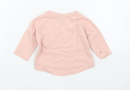 NEXT Girls Pink  Cotton Basic T-Shirt Size 3-6 Months Round Neck Pullover