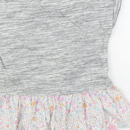 NEXT Girls Grey  100% Cotton T-Shirt Dress  Size 3-6 Months  Round Neck Pullover