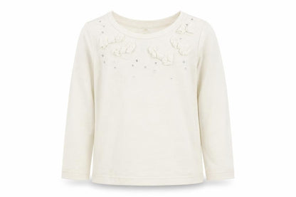 NEXT Girls Ivory  100% Cotton Basic T-Shirt Size 3 Years Boat Neck Pullover