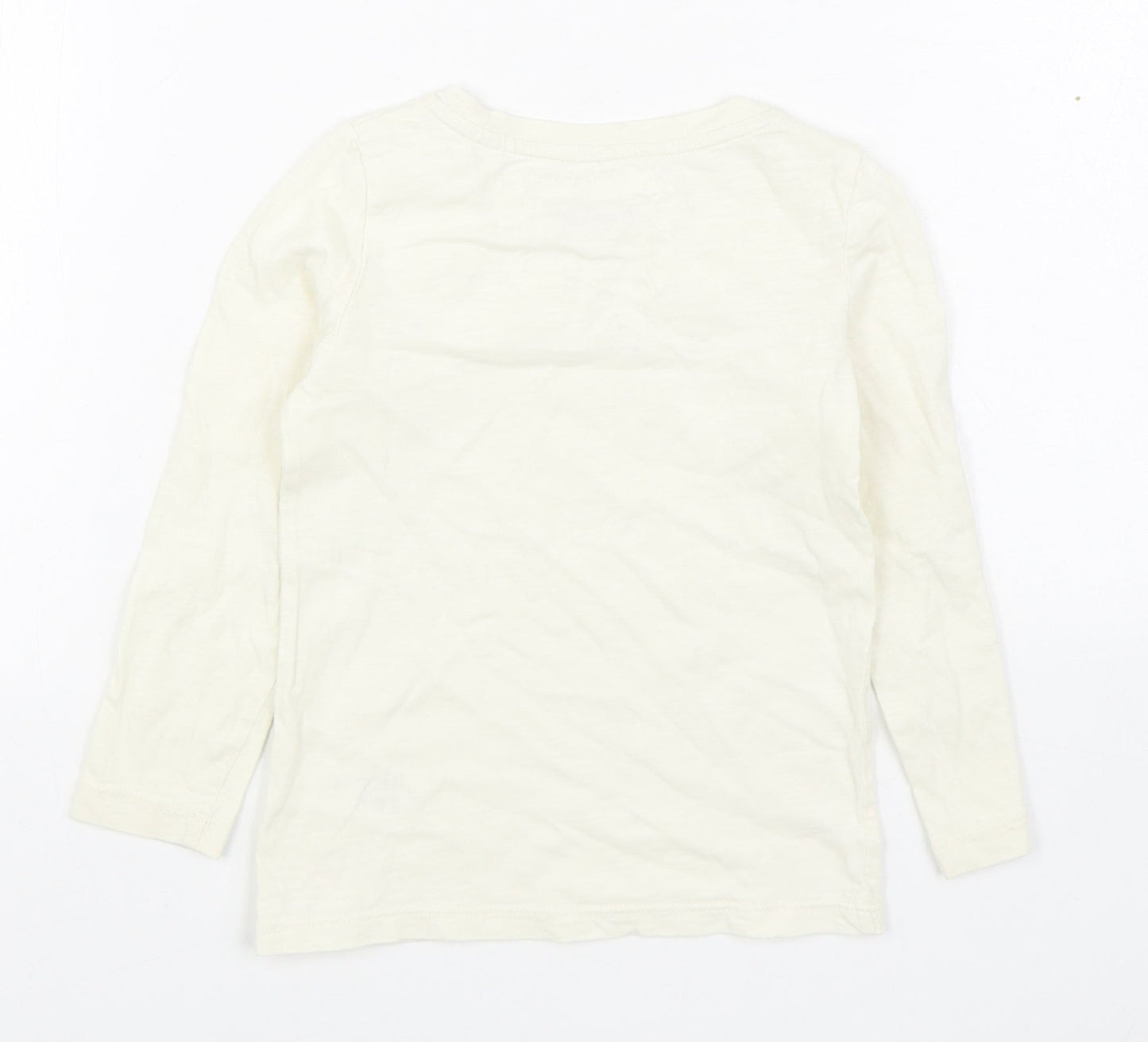 NEXT Girls Ivory  100% Cotton Basic T-Shirt Size 3 Years Boat Neck Pullover
