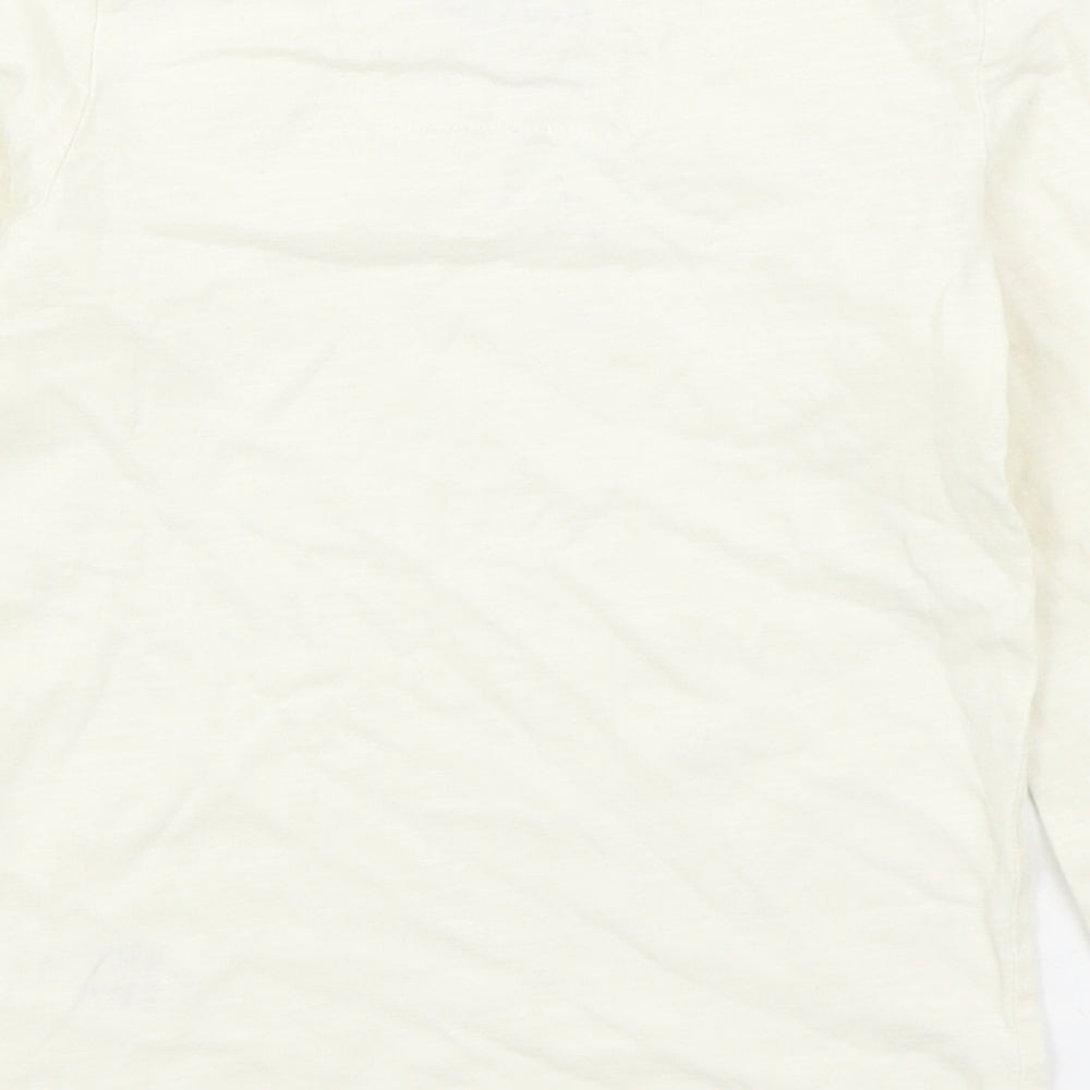 NEXT Girls Ivory  100% Cotton Basic T-Shirt Size 3 Years Boat Neck Pullover