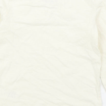 NEXT Girls Ivory  100% Cotton Basic T-Shirt Size 3 Years Boat Neck Pullover