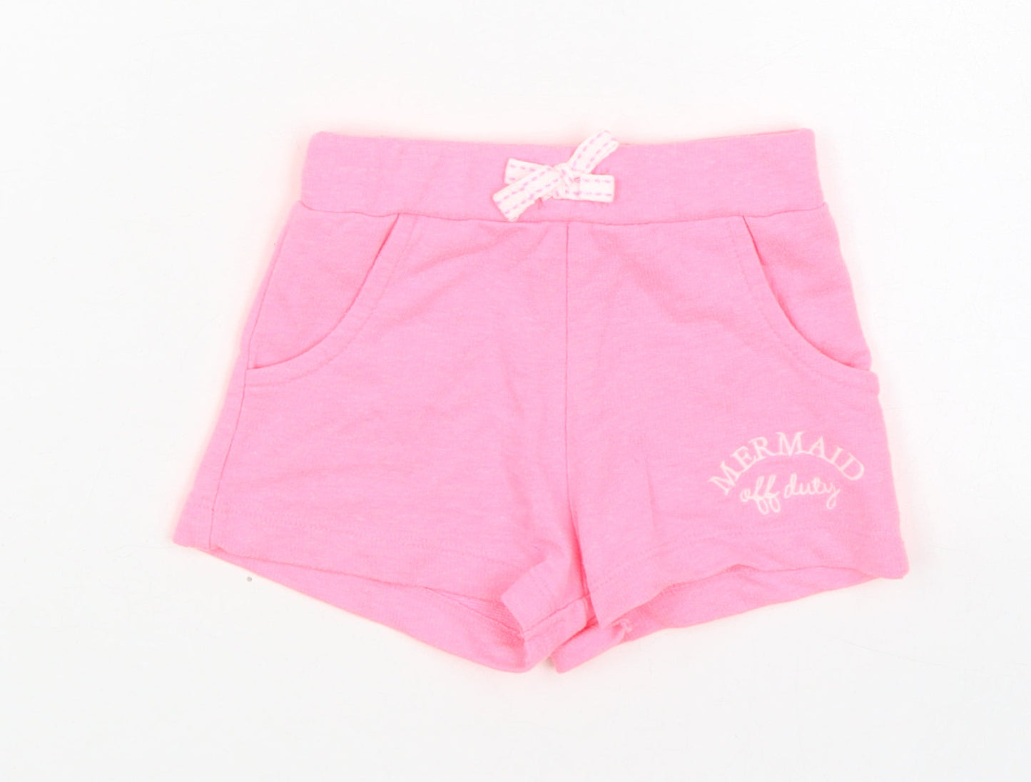 Dunnes Stores Girls Pink  Polyester Cropped Trousers Size 18-24 Months  Tie