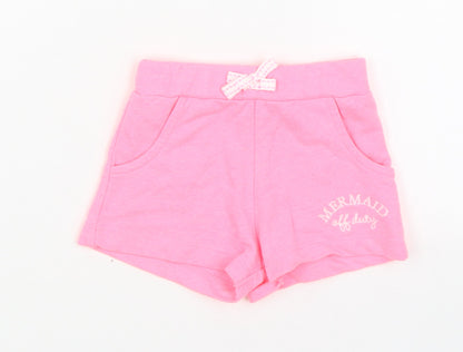 Dunnes Stores Girls Pink  Polyester Cropped Trousers Size 18-24 Months  Tie
