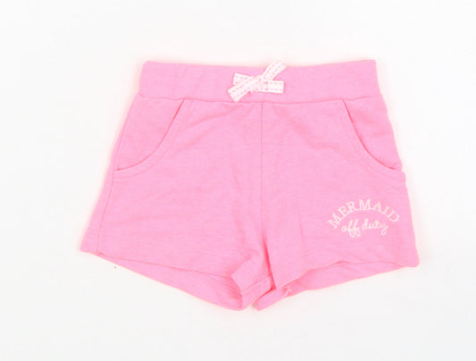 Dunnes Stores Girls Pink  Polyester Cropped Trousers Size 18-24 Months  Tie