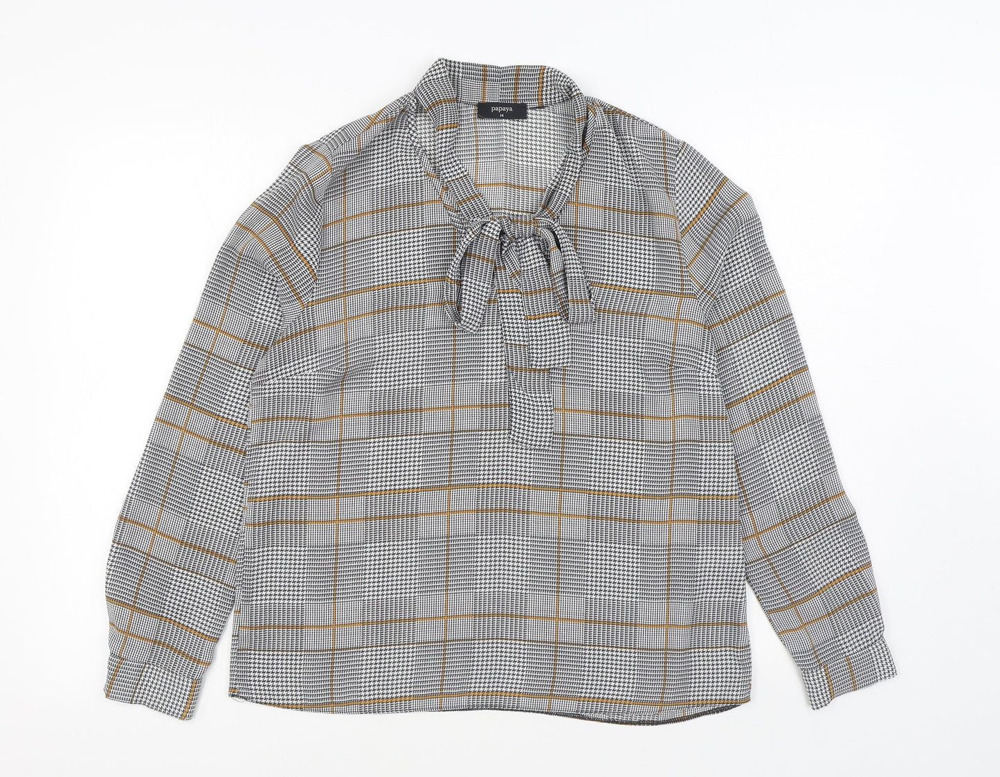 Matalan Womens Black Plaid Polyester Basic Button-Up Size 14 Collared