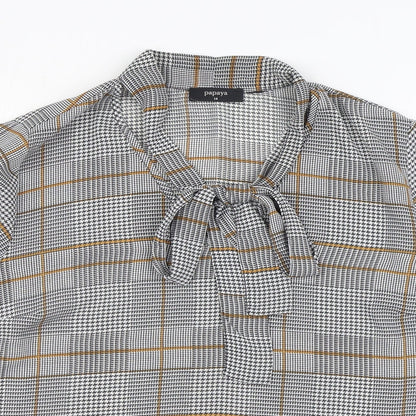 Matalan Womens Black Plaid Polyester Basic Button-Up Size 14 Collared