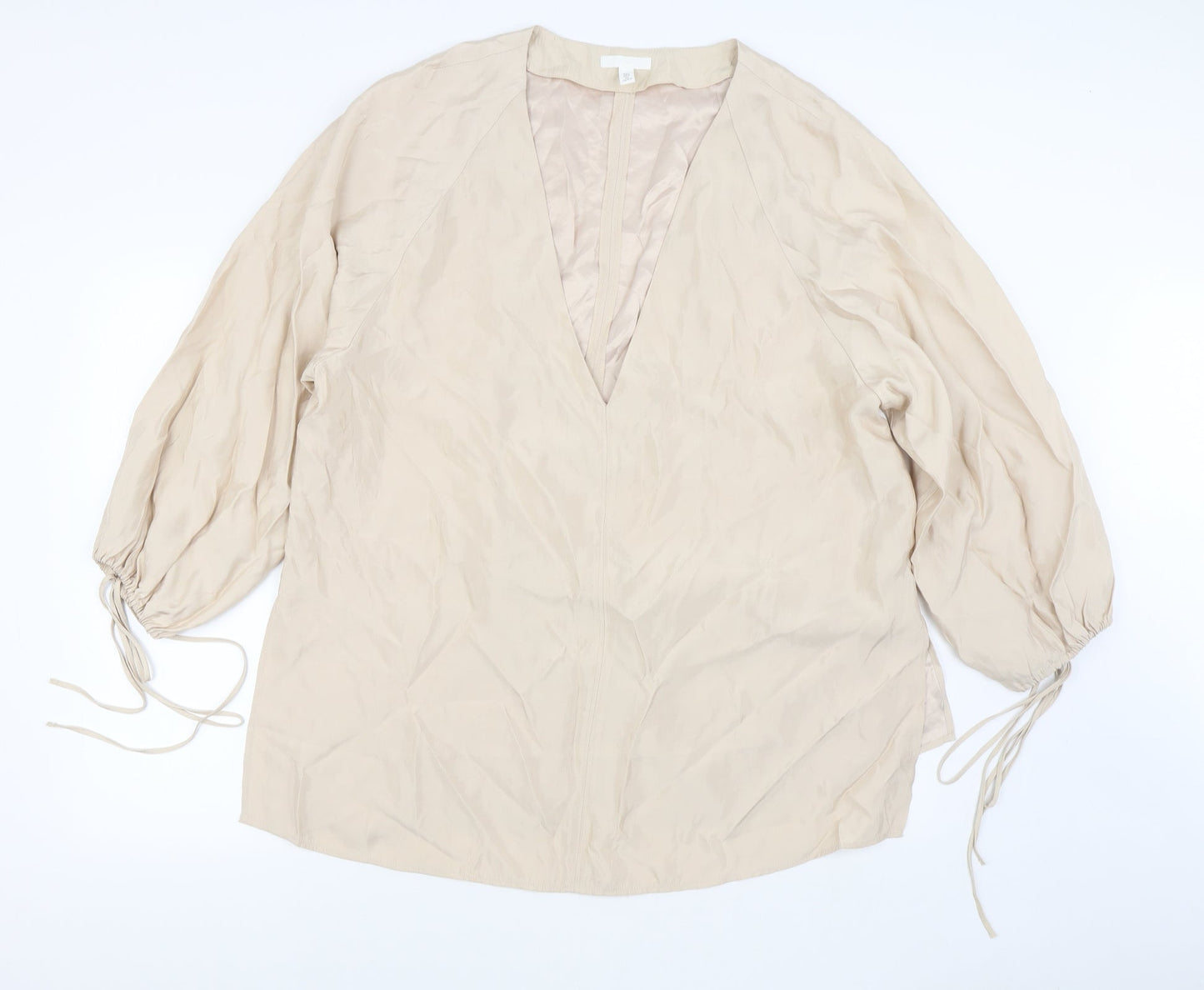 Womens UK Size L H&M Beige Basic Blouse