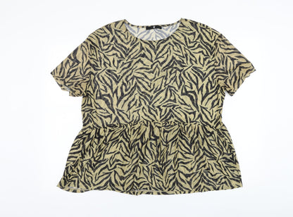 Womens UK Size 14 Very Yellow Basic T-Shirt