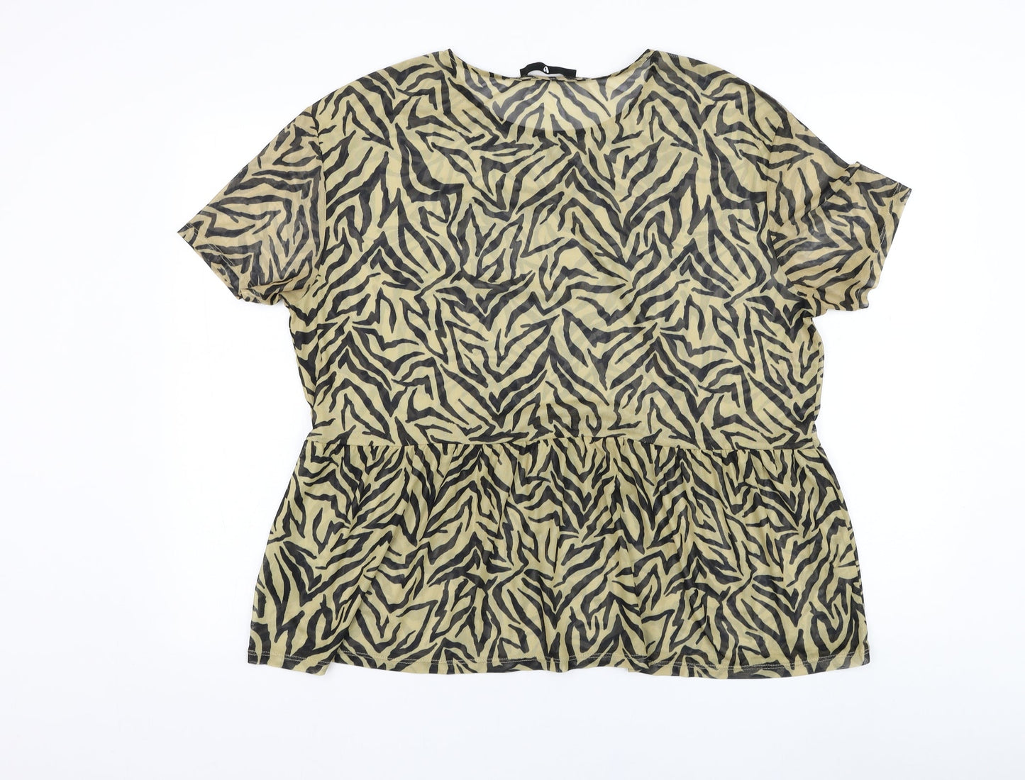 Womens UK Size 14 Very Yellow Basic T-Shirt
