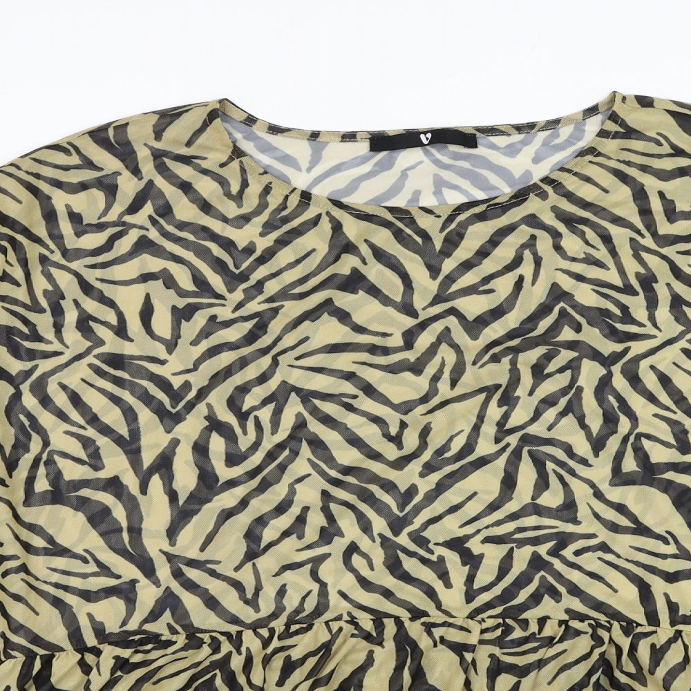 Womens UK Size 14 Very Yellow Basic T-Shirt