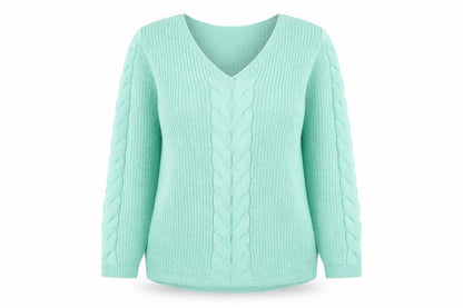 Bassini Womens Blue V-Neck  Acrylic Pullover Jumper Size L