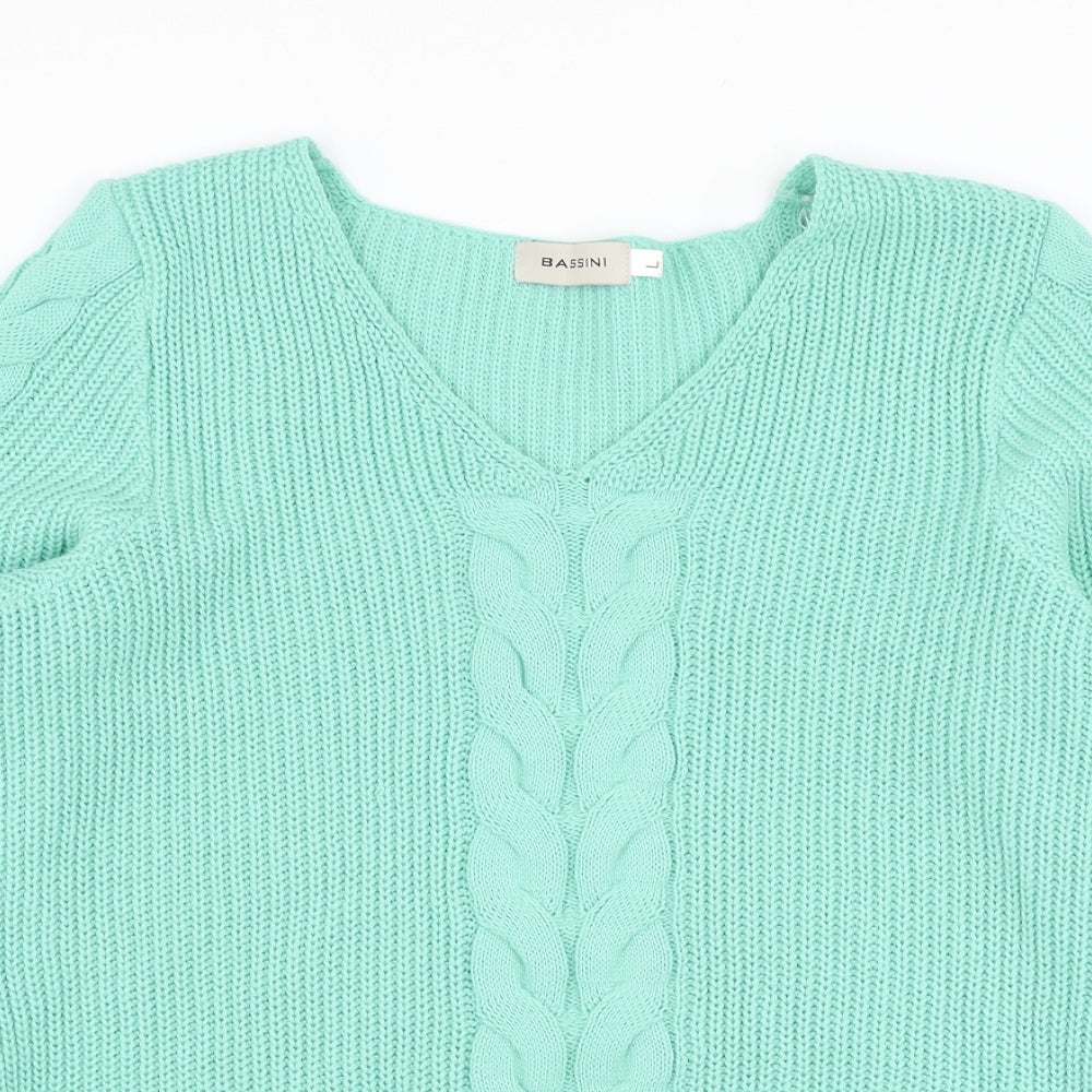 Womens UK Size L BASSINI Blue Pullover Jumper