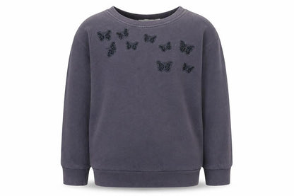 name it Girls Grey  Cotton Pullover Sweatshirt Size 6 Years  Pullover - Butterfly