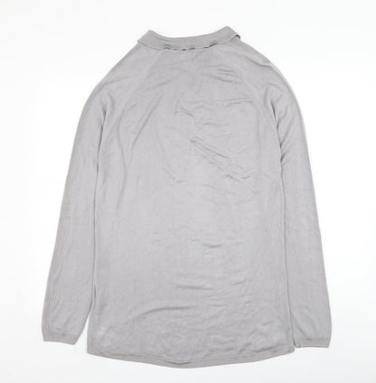 River Island Mens Grey Collared  Viscose Pullover Jumper Size L