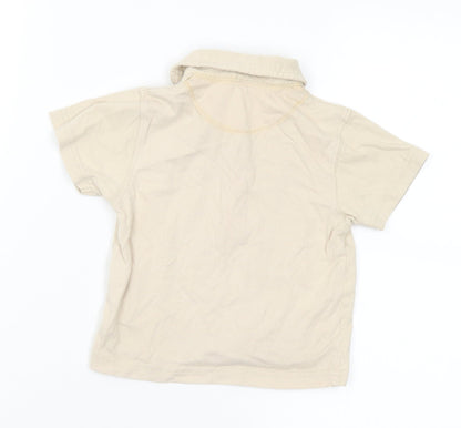 Adams Baby Beige Floral Cotton Basic Polo Size 9-12 Months Collared  - Number
