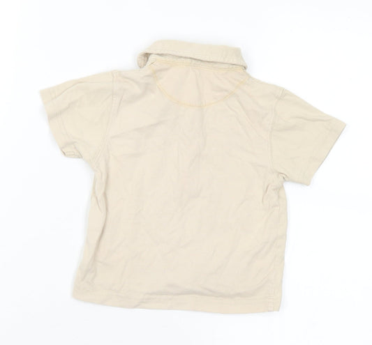 Adams Baby Beige Floral Cotton Basic Polo Size 9-12 Months Collared  - Number
