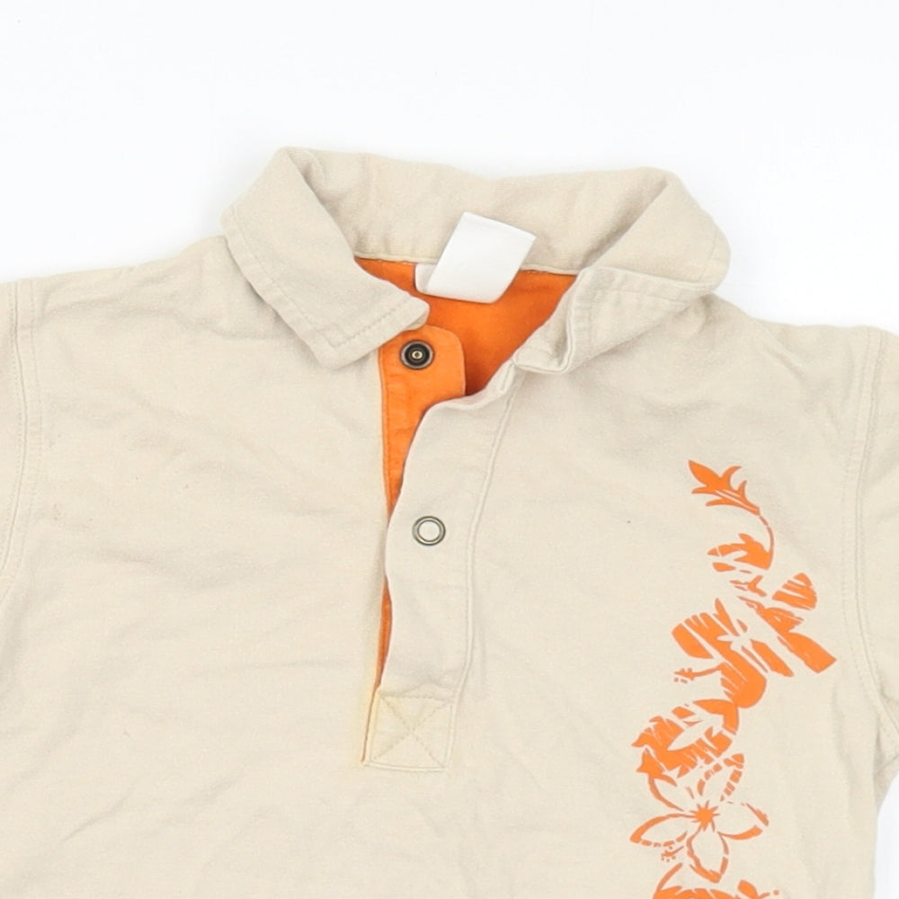 Adams Baby Beige Floral Cotton Basic Polo Size 9-12 Months Collared  - Number