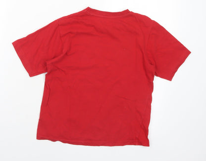 Dunnes Stores Boys Red  Cotton Basic T-Shirt Size 8 Years Crew Neck  - Always on time