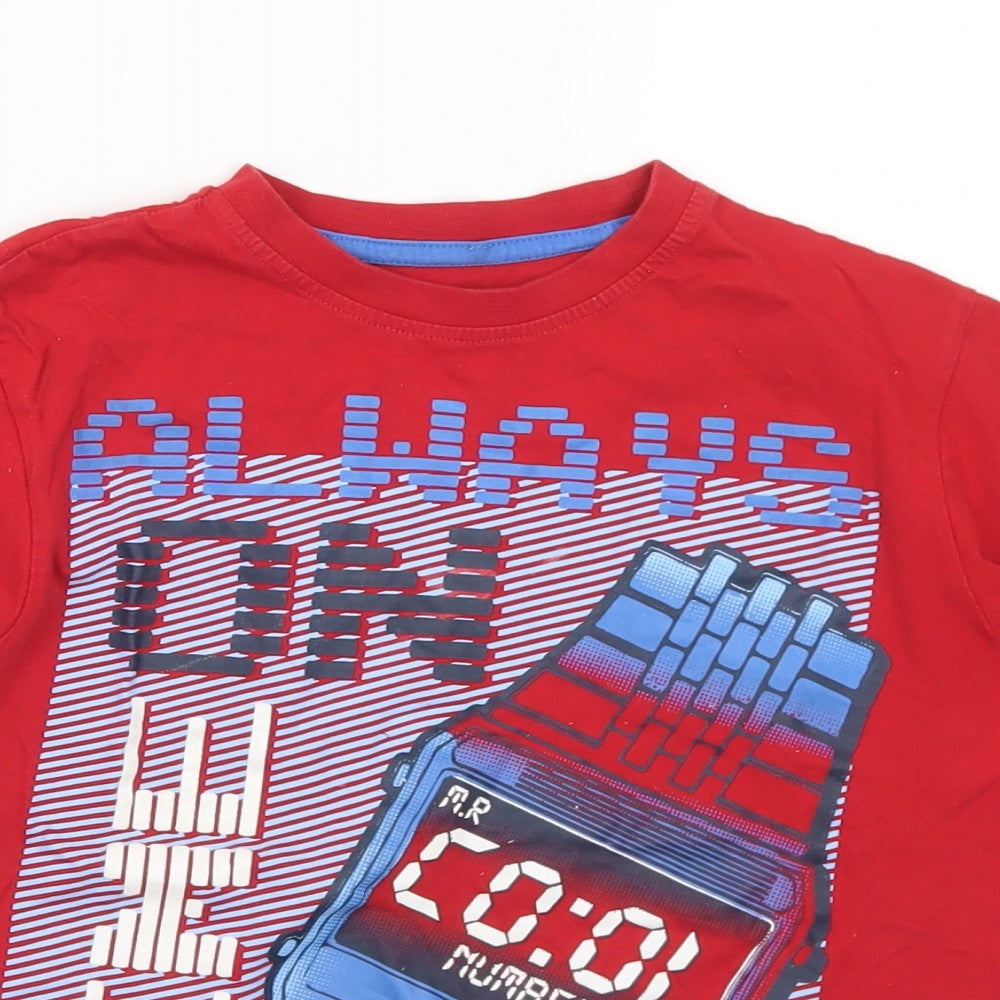 Dunnes Stores Boys Red  Cotton Basic T-Shirt Size 8 Years Crew Neck  - Always on time