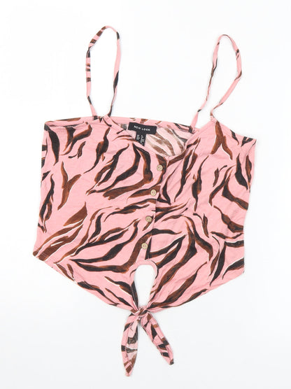 Womens UK Size 8 New Look Pink Cropped Tank